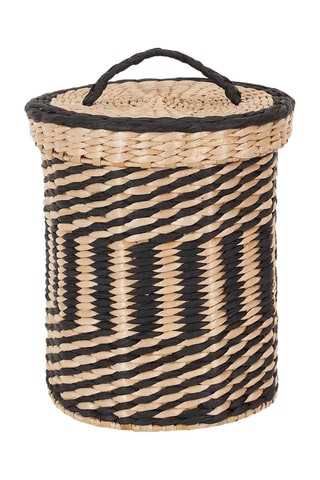 2 paniers de rangement avec couvercles - 
Naturel et noir