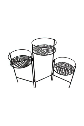 Porte plantes éventail 3 en 1 - Noir - 66,5 x 21 x 50 cm