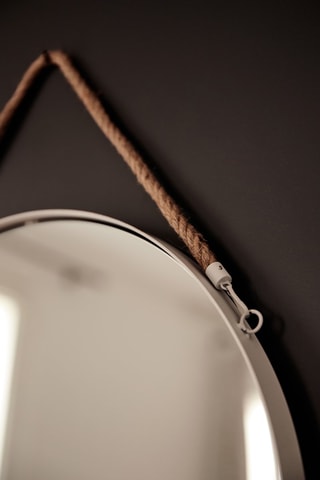 Miroir rond - 50 cm - Blanc et naturel