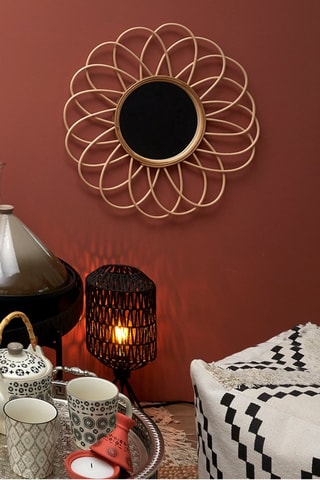 Miroir rond en rotin - 56 cm - Naturel
