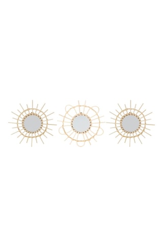 3 miroirs ronds en rotin - Naturel