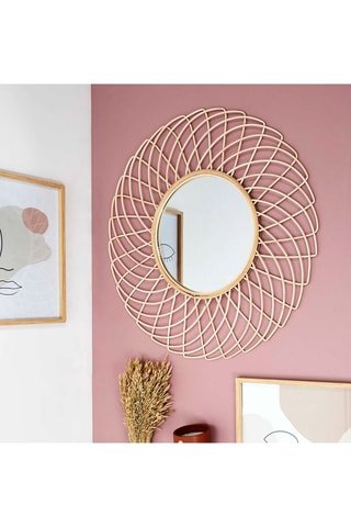 Miroir rond en rotin - 90 cm - Naturel