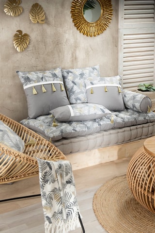 Futon Leaves - Gris et jaune - 60 x 120 cm