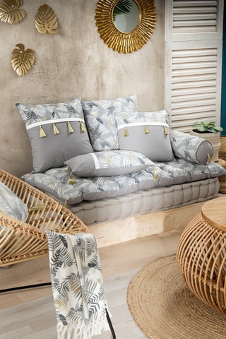 Coussin Leaves - Gris et blanc - 40 x 40 cm