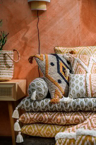 Coussin traversin Togo - Beige et noir - 15 x 50 cm