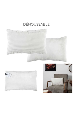 Coussin en velours - Blanc - 30 x 6 x 50 cm