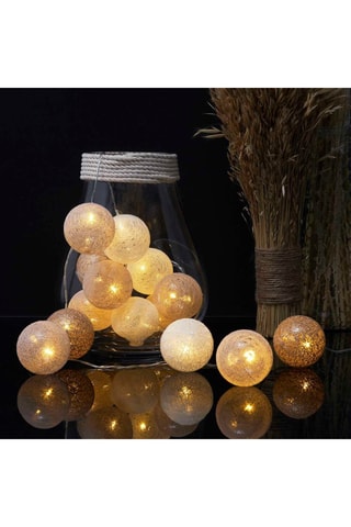 Guirlande LED - 15 lampions - Doré et blanc
