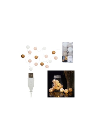 Guirlande LED - 15 lampions - Doré et blanc