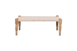Banc en manguier - Naturel et écru - En coton