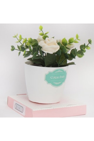 2 x Flores artificiais perfumadas Coton frais - Branco - 12 x 12 x 21 cm