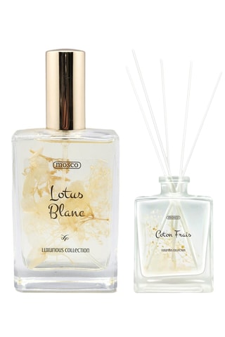 1 x Perfume de ambientador Lótus branco e 1 x Difusor de perfume Lótus branco 110 e 100 ml