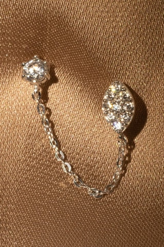 Boucle d'oreille 2 trous Princière Or blanc