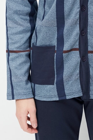 Pyjama - 
Bleu clair chiné et bleu foncé