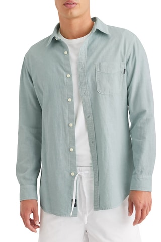 Chemise slim en lin - Bleu-gris