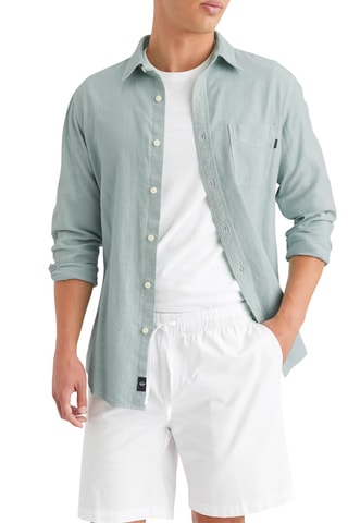 Chemise slim en lin - Bleu-gris