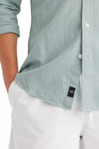 Chemise slim en lin - Bleu-gris