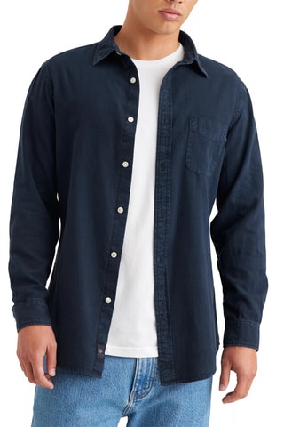 Chemise slim en lin - Bleu marine
