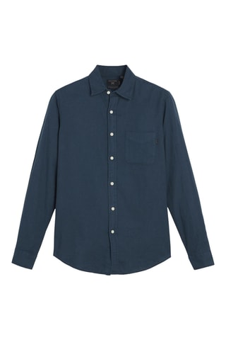 Chemise slim en lin - Bleu marine