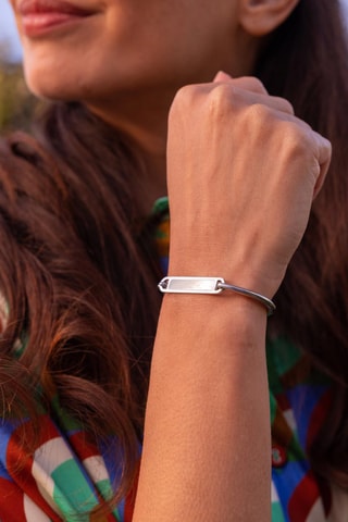 Pulseira rígida Florence - Prateado e branco