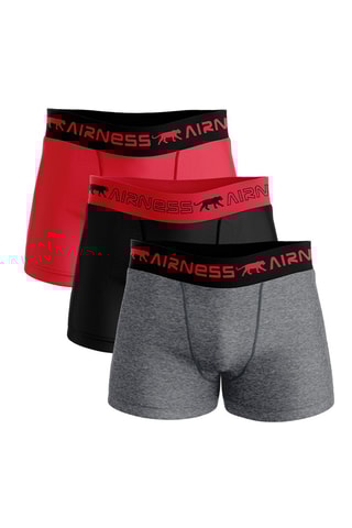 3 boxers Basic - Rouge, noir et gris chiné