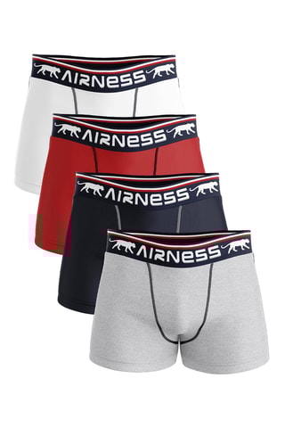 4 boxers Basic - Bleu marine, gris, rouge et blanc