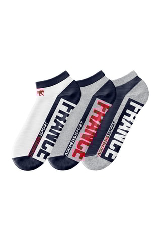 3 paires de tiges courtes Sport France - Bleu marine et gris chiné