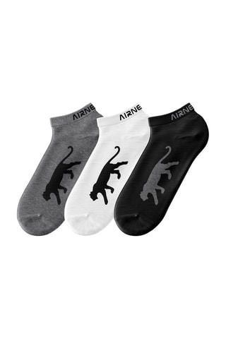 3 paires de chaussettes Panthère - Blanc, gris et noir