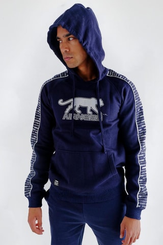 Sweat à capuche en coton biologique Shay - Bleu marine et blanc