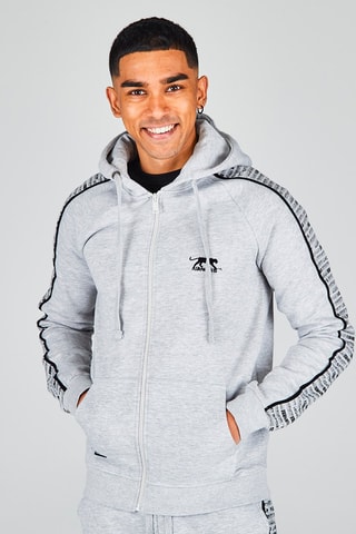 Sweat à capuche en coton biologique Shay - Gris chiné et noir