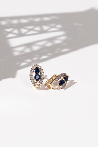 Boucles d'oreilles Westeros Or jaune, diamants et saphirs