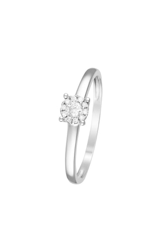 Anel solitário Akna Ouro branco e diamantes