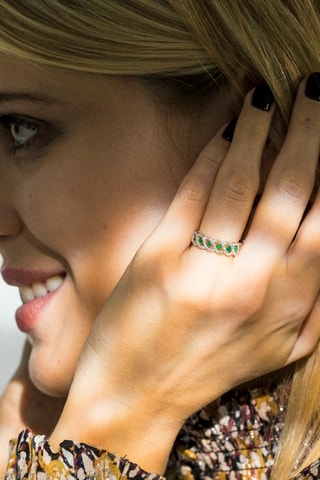 Bague Green Tarlac  Or jaune, émeraudes et diamants