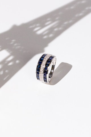 Bague Lahad  Or blanc, saphirs et diamants