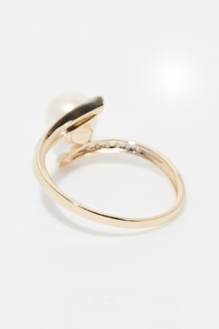 Bague Fenoa - Or jaune, diamants et perle de culture