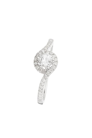 Anel Sirana Ouro branco, diamantes e topázio