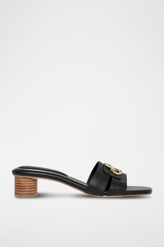 Mules à talons en cuir nappa - Noir