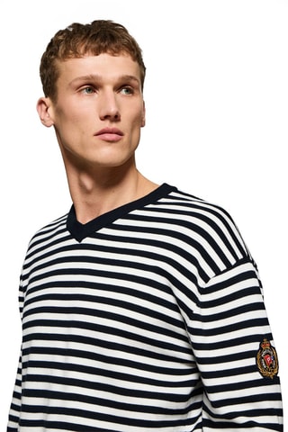 Pull - Bleu marine et blanc