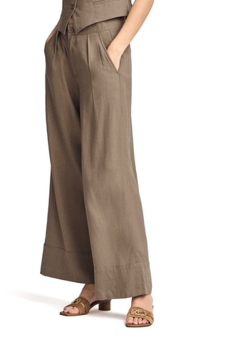 Pantalon wide legs en lin - Taupe