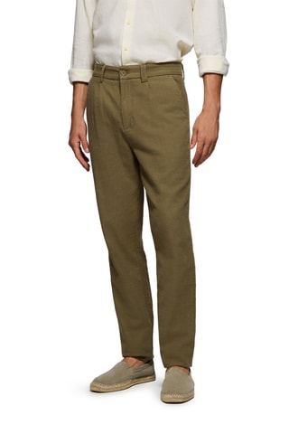 Pantalon relaxed en lin - Kaki