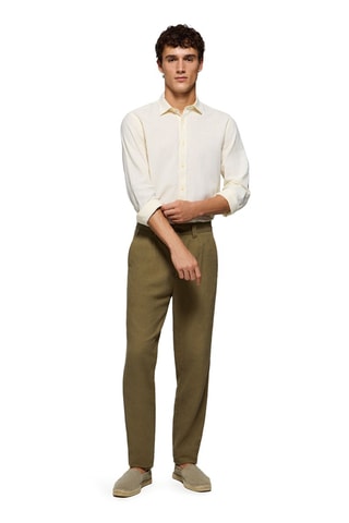 Pantalon relaxed en lin - Kaki