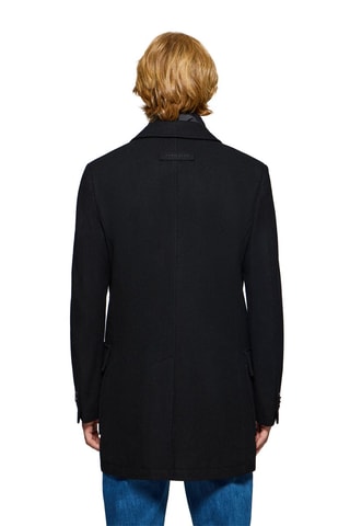 Manteau trompe-l’œil en laine - Bleu marine