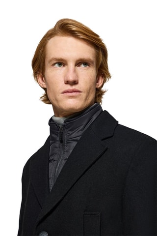 Manteau trompe-l’œil en laine - Bleu marine