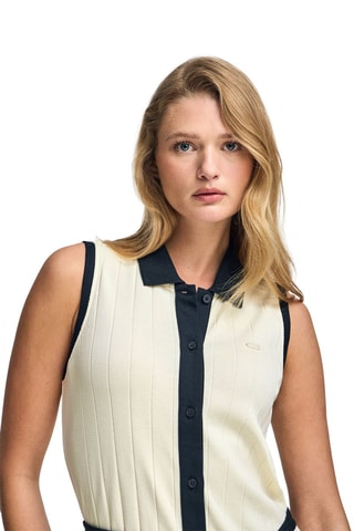 Robe midi - Ecru et bleu marine