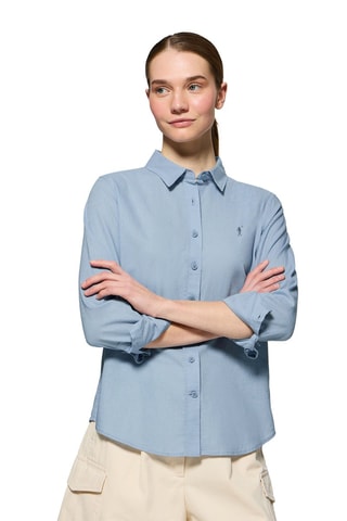 Chemisier regular en lin - Bleu