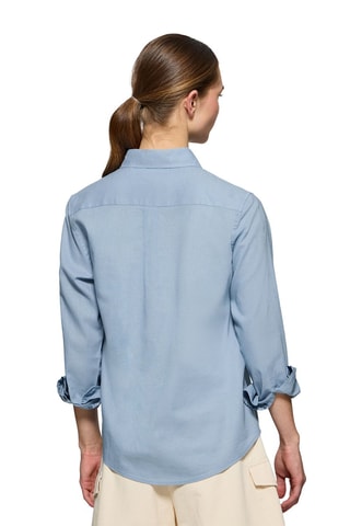 Chemisier regular en lin - Bleu