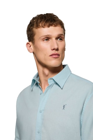 Chemise regular en lin - Bleu