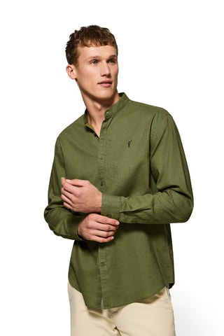 Chemise regular en lin - Kaki
