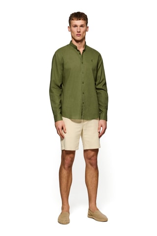 Chemise regular en lin - Kaki