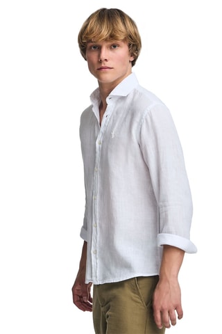 Chemise slim en lin - Blanc