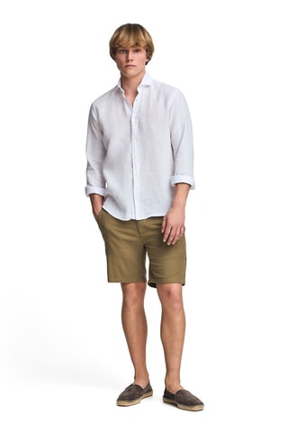Chemise slim en lin - Blanc